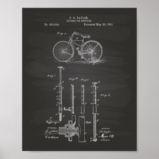  fiets 1891-patentkunst - Chalkboard Poster (Voorkant)