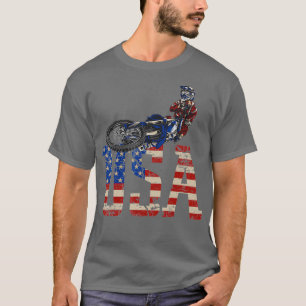 fiets 4 van 7 Amerikaanse vlagmotocross T-shirt