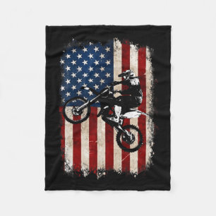 Fiets American Flag Motorcross Biker 4th of July M Fleece Deken