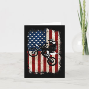 Fiets Amerikaanse Vlag Motocross Motorrijder 4 jul Kaart