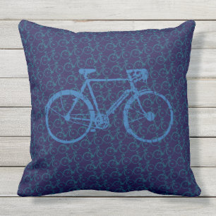 Fiets. blauwe fietsen buitenkussen