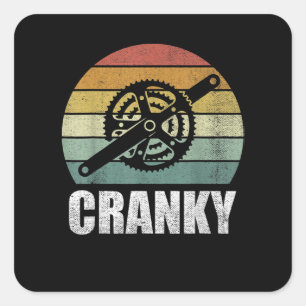 Fiets Cranky Gifts Fietsliefhebbers Cranky Vierkante Sticker