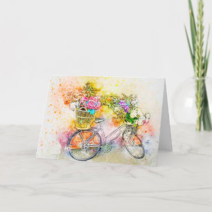 Fiets en bloemen kaart
