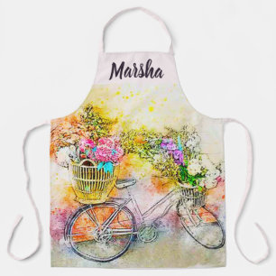 Fiets en bloemen  schort