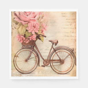  Fiets en Bloemen voor Decoupage/Feesten Servet