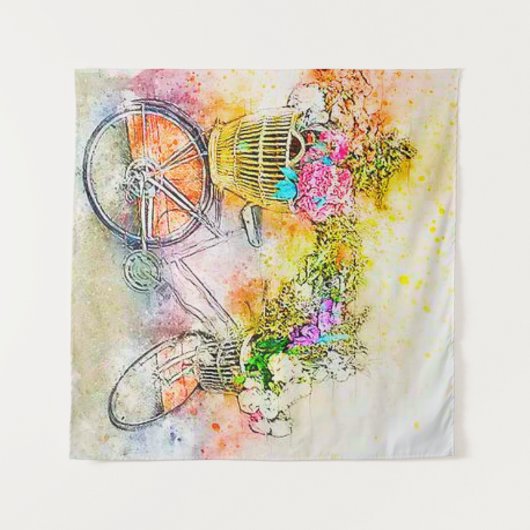 Fiets en bloemen wandkleed (Voorkant (horizontaal))