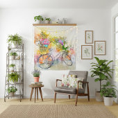 Fiets en bloemen wandkleed