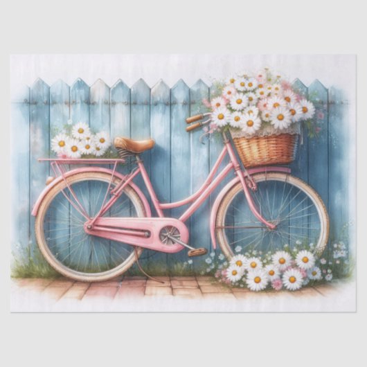  Fiets en Daisies Meubels Decoupage Tissuepapier (Voorkant)