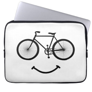 Fiets en glimlach T-shirt Fietsen T-shirt Zwart Laptop Sleeve