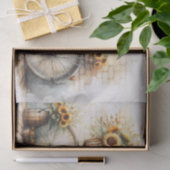 Fiets en Waterverf Zonnebloem Decoupage Tissuepapier (Geschenk)