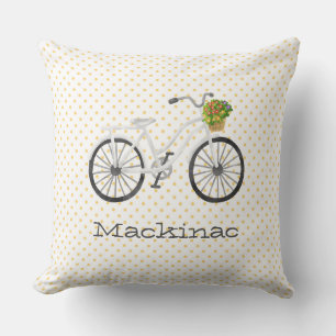 Fiets Familie Reünie Jaar Bloemen Mackinac Plezier Kussen