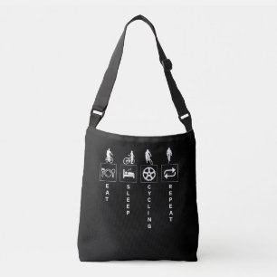 Fiets Grappige Sport Quote Eten Slapen Herhalen Crossbody Tas