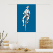 fiets Guy die roken Cigar Graphic Funny Poster (Keuken)