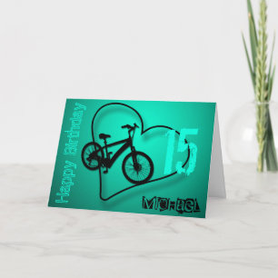 Fiets Hart 15e verjaardag gepersonaliseerde Groet Kaart