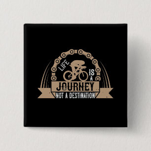 Fiets - het leven is een reis vierkante button 5,1 cm
