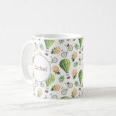 Fiets, Hete Luchtballon & Roos Pattern Custom Koffiemok (Voorkant links)