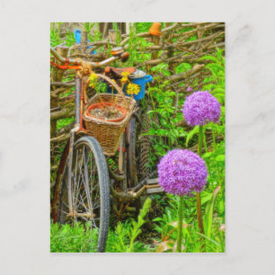  fiets in de tuin briefkaart