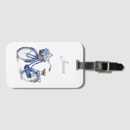 Fiets in Delfts Blauw aanpasbaar Bagagelabel