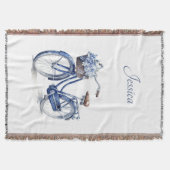 Fiets in Delfts Blauw aanpasbaar Deken (Voorkant)