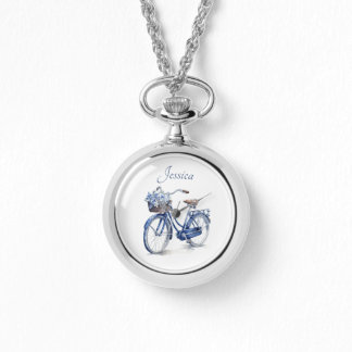 Fiets in Delfts Blauw aanpasbaar Horloge