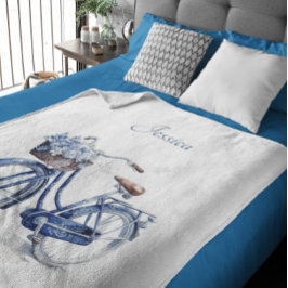 Fiets in Delfts Blauw aanpasbaar Sherpa Deken