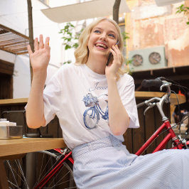 Fiets in Delfts Blauw aanpasbaar T-shirt