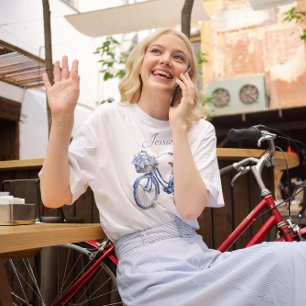Fiets in Delfts Blauw aanpasbaar T-shirt