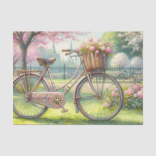 fiets in een bloeiende park waterverf tissuepapier