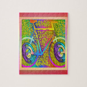 Fiets in levende kleur puzzel