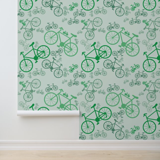 Fiets Jumble Pattern Behang (Applicatie)