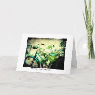 Fiets Kerst Grunge Feestdagen Kaart