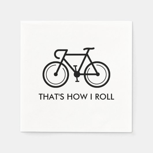 Fiets logo papieren servetten met grappige quote (Voorkant)