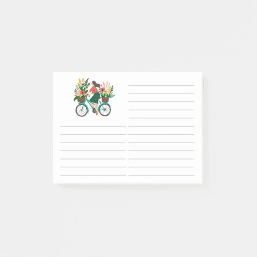 Fiets Meisje Bloemen Kruidenierswinkel Lijst Post-it® Notes (Voorkant)