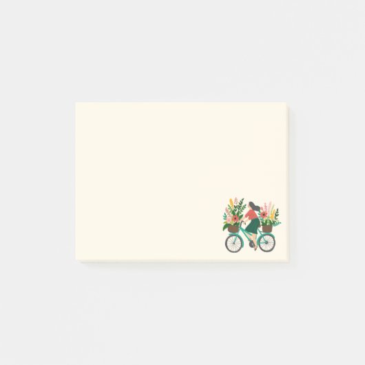 Fiets Meisje Bloemen Kruidenierswinkel Lijst Post-it® Notes (Voorkant)
