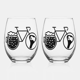 Fiets met bierglas. Flesopener icoon Wijnglas Zonder Voet