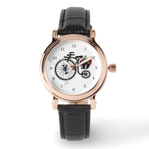 Fiets met bloemen kijken naar jou horloge