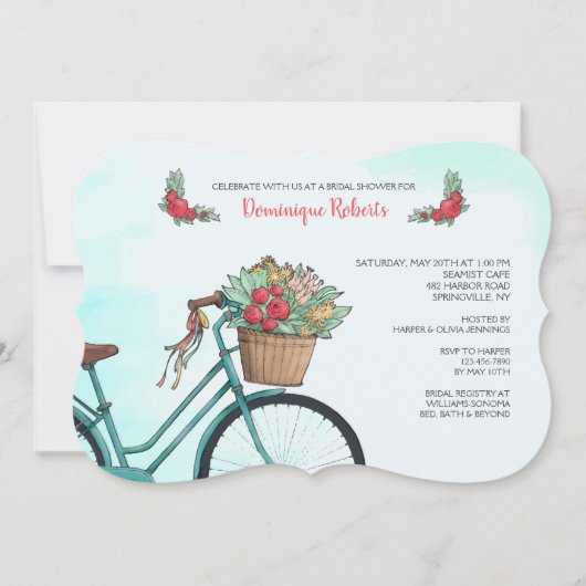 Fiets met bloemen uitnodiging (Voorkant)