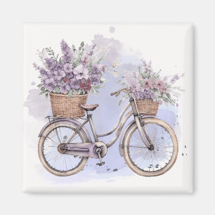 fiets met bloemen – Waterverf Magneet