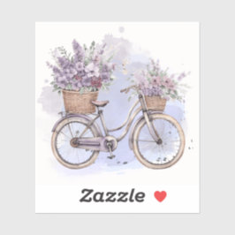  fiets met bloemen – Waterverf Sticker
