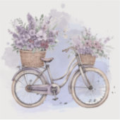  fiets met bloemen – Waterverf Sticker (Voorkant)