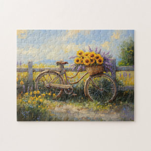  fiets met bloemenkunst legpuzzel