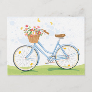 Fiets met Bloemenmand Briefkaart