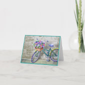Fiets met bloemenmand Note Kaart (Voorkant)