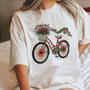 Fiets Met Bloemenmand Tri-Blend Shirt