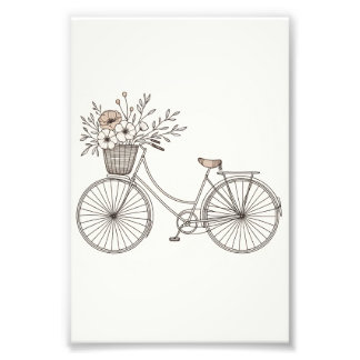  Fiets met Blooming Basket Fotoprint Foto Afdruk