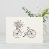 Fiets met Blooming Basket Invitation Kaart (Staand voorkant)
