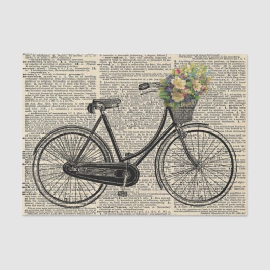  fiets met flowers retro-ontkoppeling tissuepapier (Voorkant)