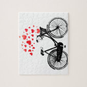  fiets met harten die uit de mand stromen legpuzzel (Verticaal)