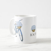 Fiets met Hydrangea Basket Flower Lover Ceramic Koffiemok (Voorkant links)