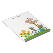 fiets met mand bloemen notitieblok (Schuin)